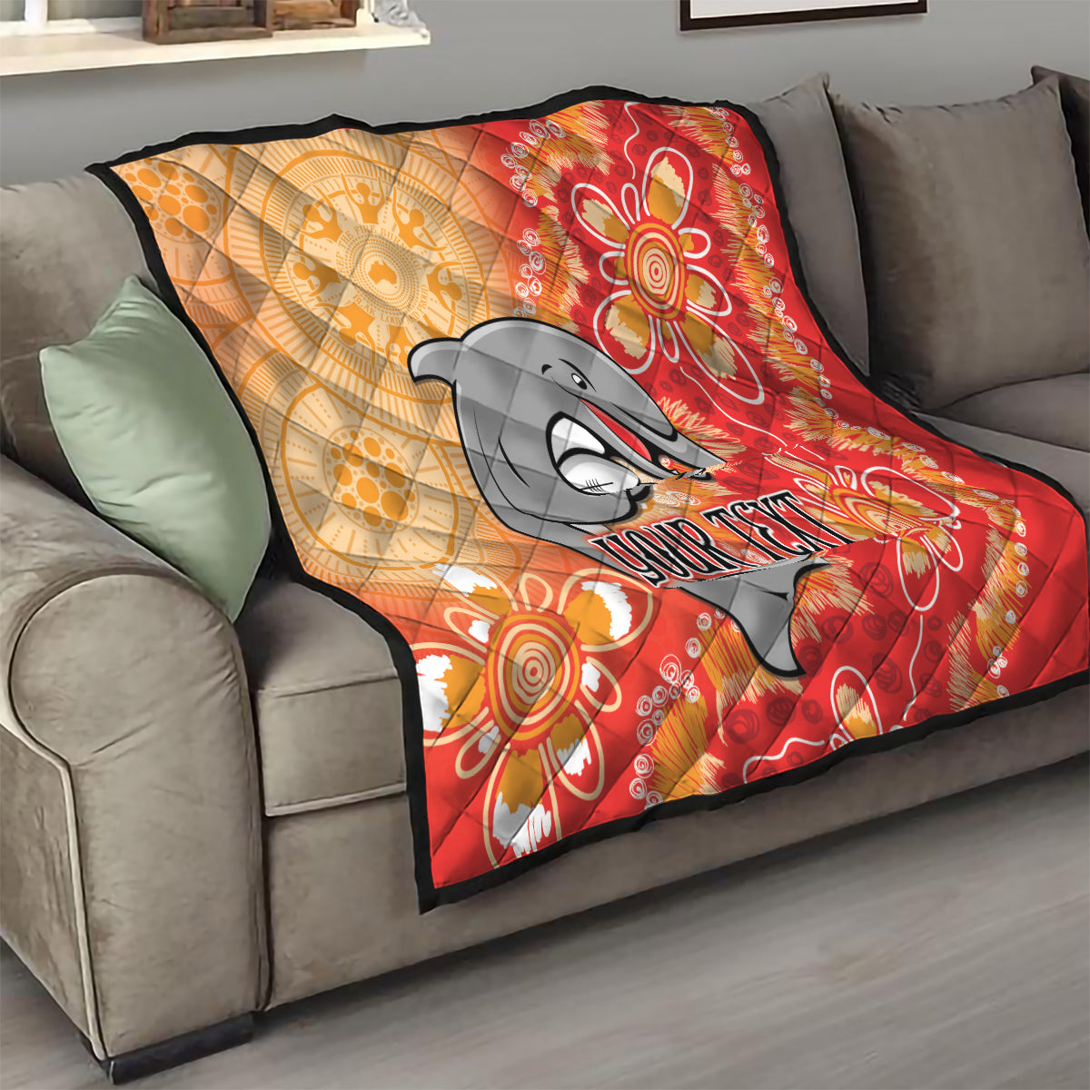 Personalised Dolphins NAIDOC Week 2024 Quilt Aboriginal Fire Burning Sparks
