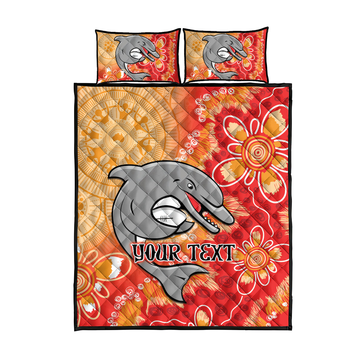Personalised Dolphins NAIDOC Week 2024 Quilt Bed Set Aboriginal Fire Burning Sparks