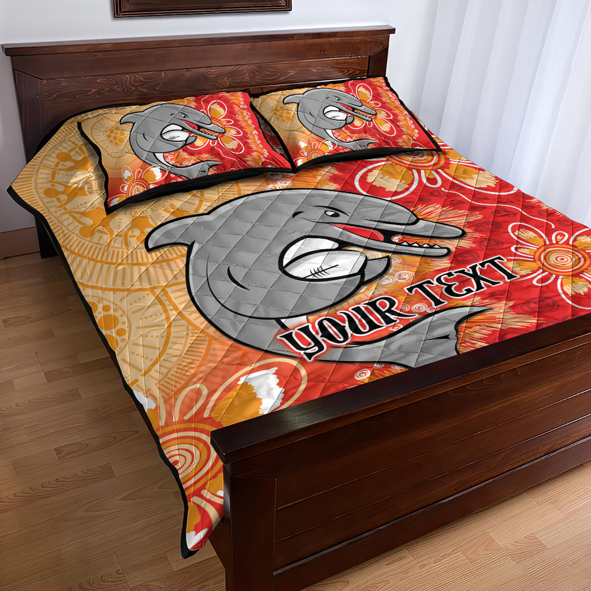 Personalised Dolphins NAIDOC Week 2024 Quilt Bed Set Aboriginal Fire Burning Sparks