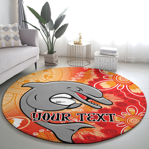 Personalised Dolphins NAIDOC Week 2024 Round Carpet Aboriginal Fire Burning Sparks