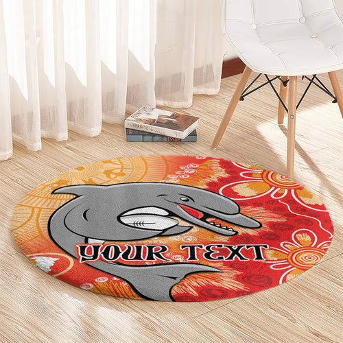 Personalised Dolphins NAIDOC Week 2024 Round Carpet Aboriginal Fire Burning Sparks
