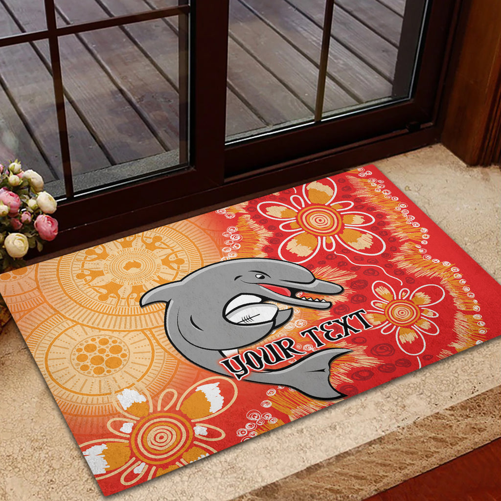 Personalised Dolphins NAIDOC Week 2024 Rubber Doormat Aboriginal Fire Burning Sparks