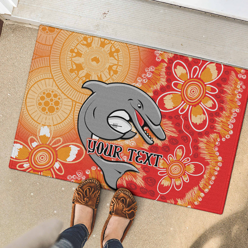 Personalised Dolphins NAIDOC Week 2024 Rubber Doormat Aboriginal Fire Burning Sparks