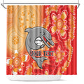 Personalised Dolphins NAIDOC Week 2024 Shower Curtain Aboriginal Fire Burning Sparks