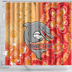Personalised Dolphins NAIDOC Week 2024 Shower Curtain Aboriginal Fire Burning Sparks