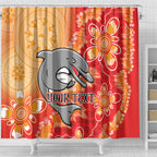 Personalised Dolphins NAIDOC Week 2024 Shower Curtain Aboriginal Fire Burning Sparks