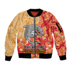Personalised Dolphins NAIDOC Week 2024 Sleeve Zip Bomber Jacket Aboriginal Fire Burning Sparks