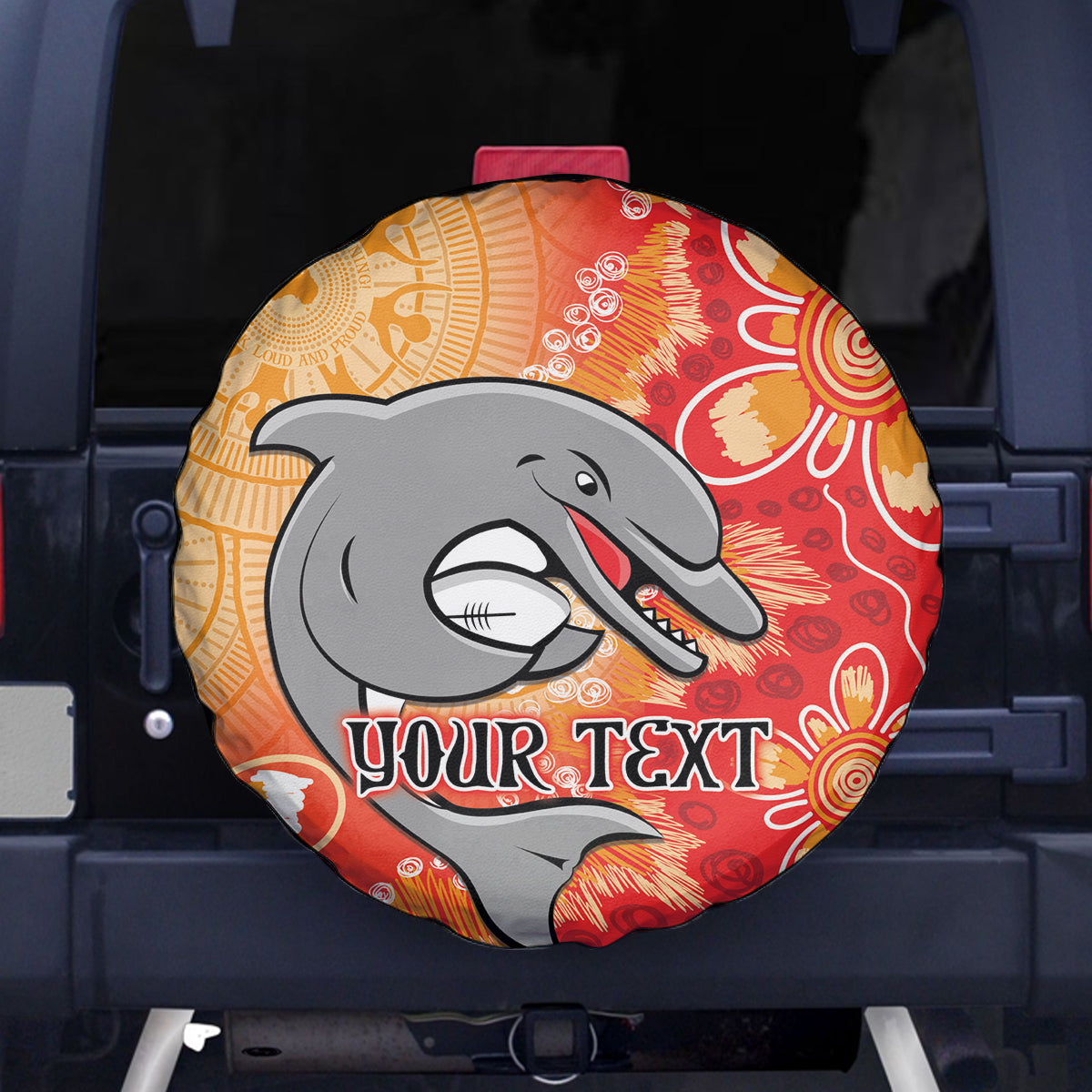 Personalised Dolphins NAIDOC Week 2024 Spare Tire Cover Aboriginal Fire Burning Sparks