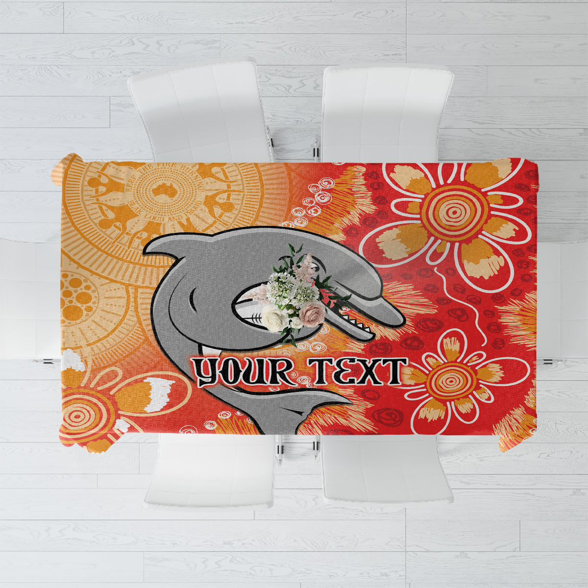 Personalised Dolphins NAIDOC Week 2024 Tablecloth Aboriginal Fire Burning Sparks