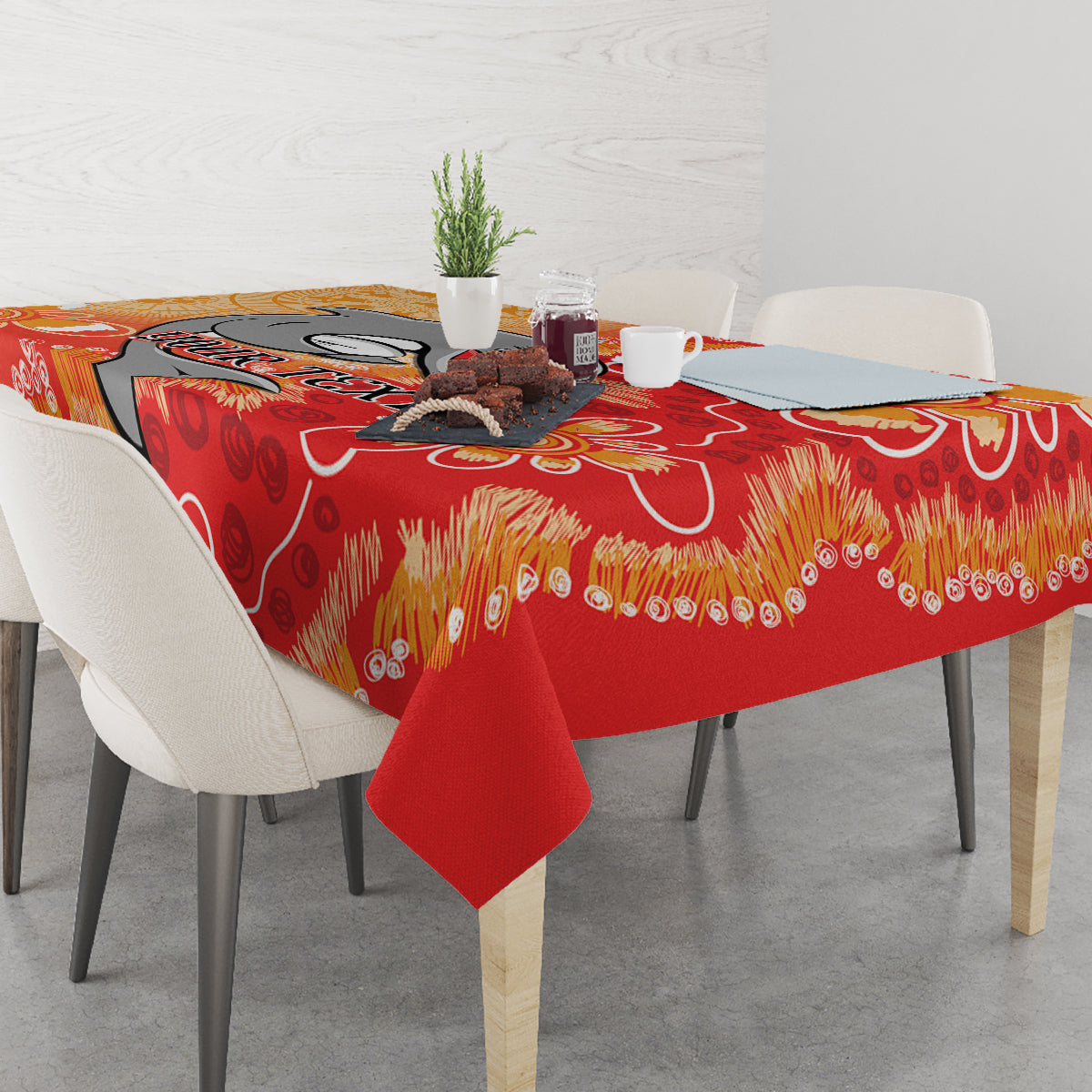 Personalised Dolphins NAIDOC Week 2024 Tablecloth Aboriginal Fire Burning Sparks