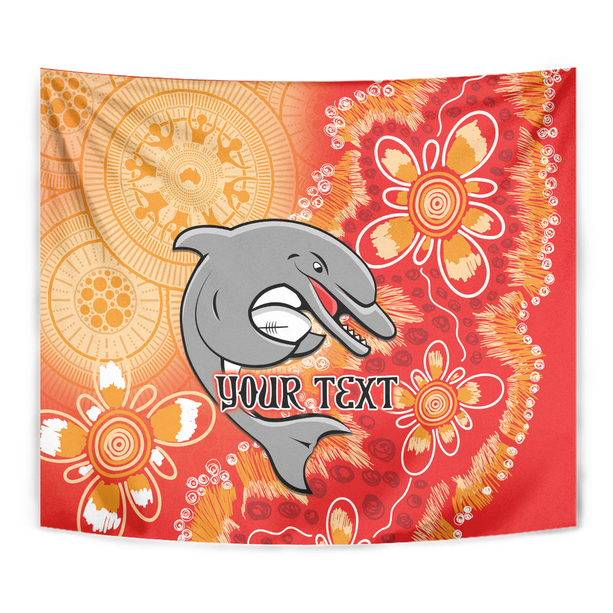 Personalised Dolphins NAIDOC Week 2024 Tapestry Aboriginal Fire Burning Sparks