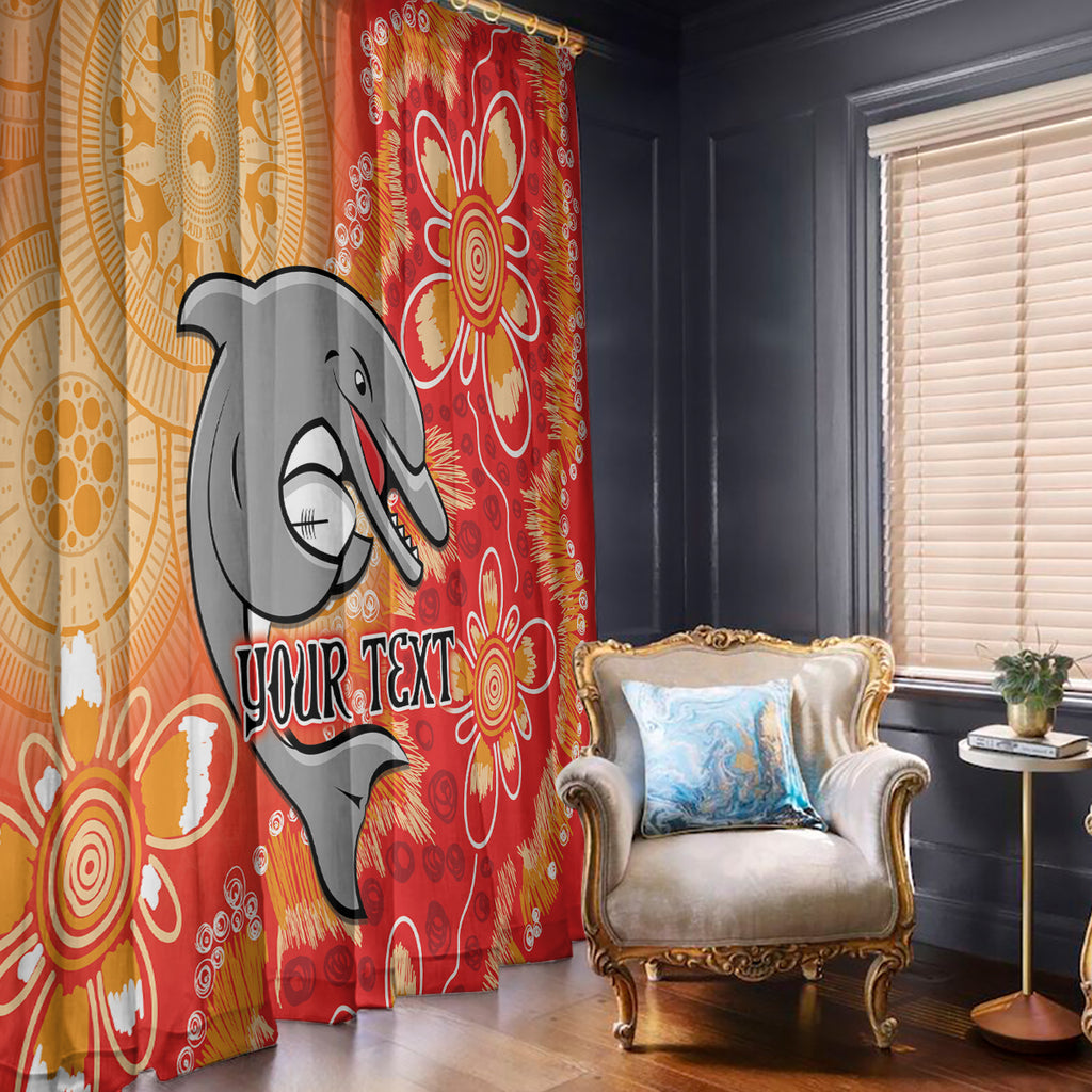 Personalised Dolphins NAIDOC Week 2024 Window Curtain Aboriginal Fire Burning Sparks