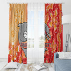 Personalised Dolphins NAIDOC Week 2024 Window Curtain Aboriginal Fire Burning Sparks