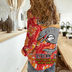 Personalised Dolphins NAIDOC Week 2024 Women Casual Shirt Aboriginal Fire Burning Sparks