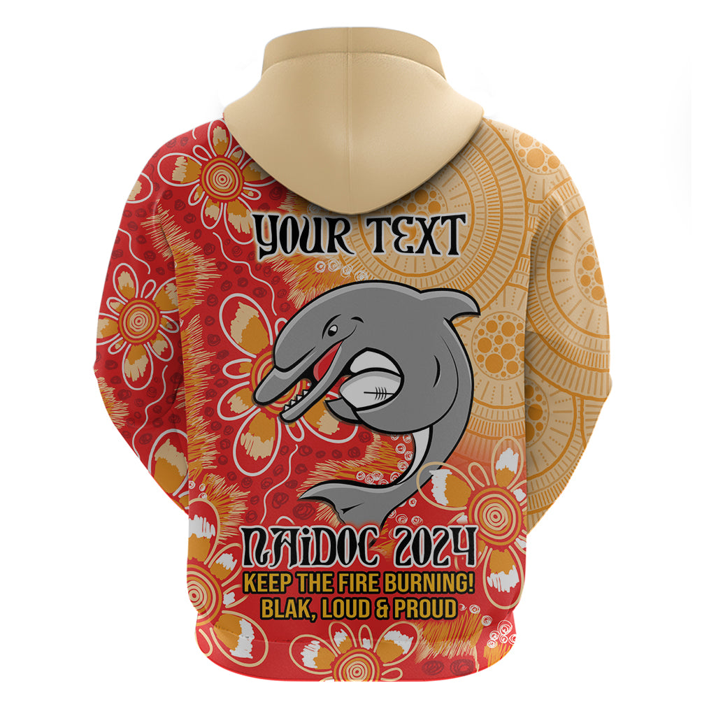 Personalised Dolphins NAIDOC Week 2024 Zip Hoodie Aboriginal Fire Burning Sparks