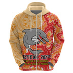 Personalised Dolphins NAIDOC Week 2024 Zip Hoodie Aboriginal Fire Burning Sparks