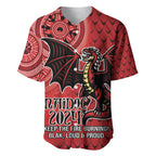 Personalised Dragons NAIDOC Week 2024 Baseball Jersey Aboriginal Fire Burning Sparks