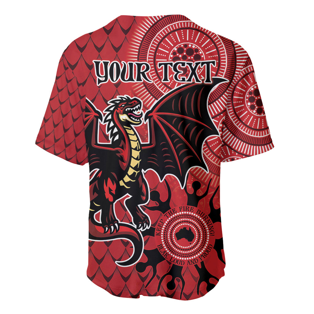 Personalised Dragons NAIDOC Week 2024 Baseball Jersey Aboriginal Fire Burning Sparks