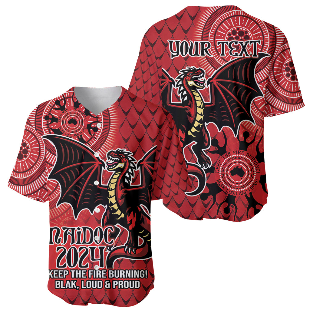Personalised Dragons NAIDOC Week 2024 Baseball Jersey Aboriginal Fire Burning Sparks