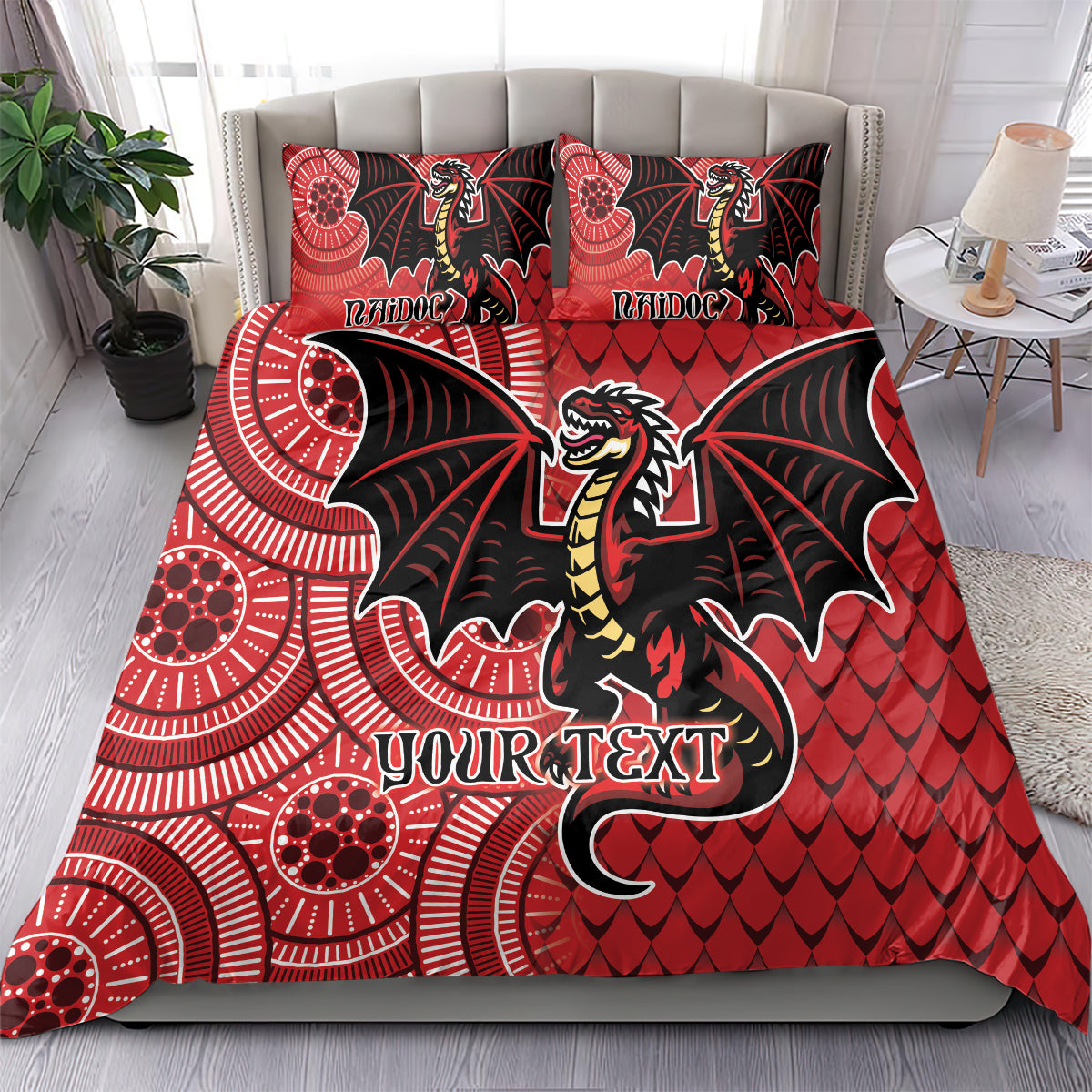 Personalised Dragons NAIDOC Week 2024 Bedding Set Aboriginal Fire Burning Sparks