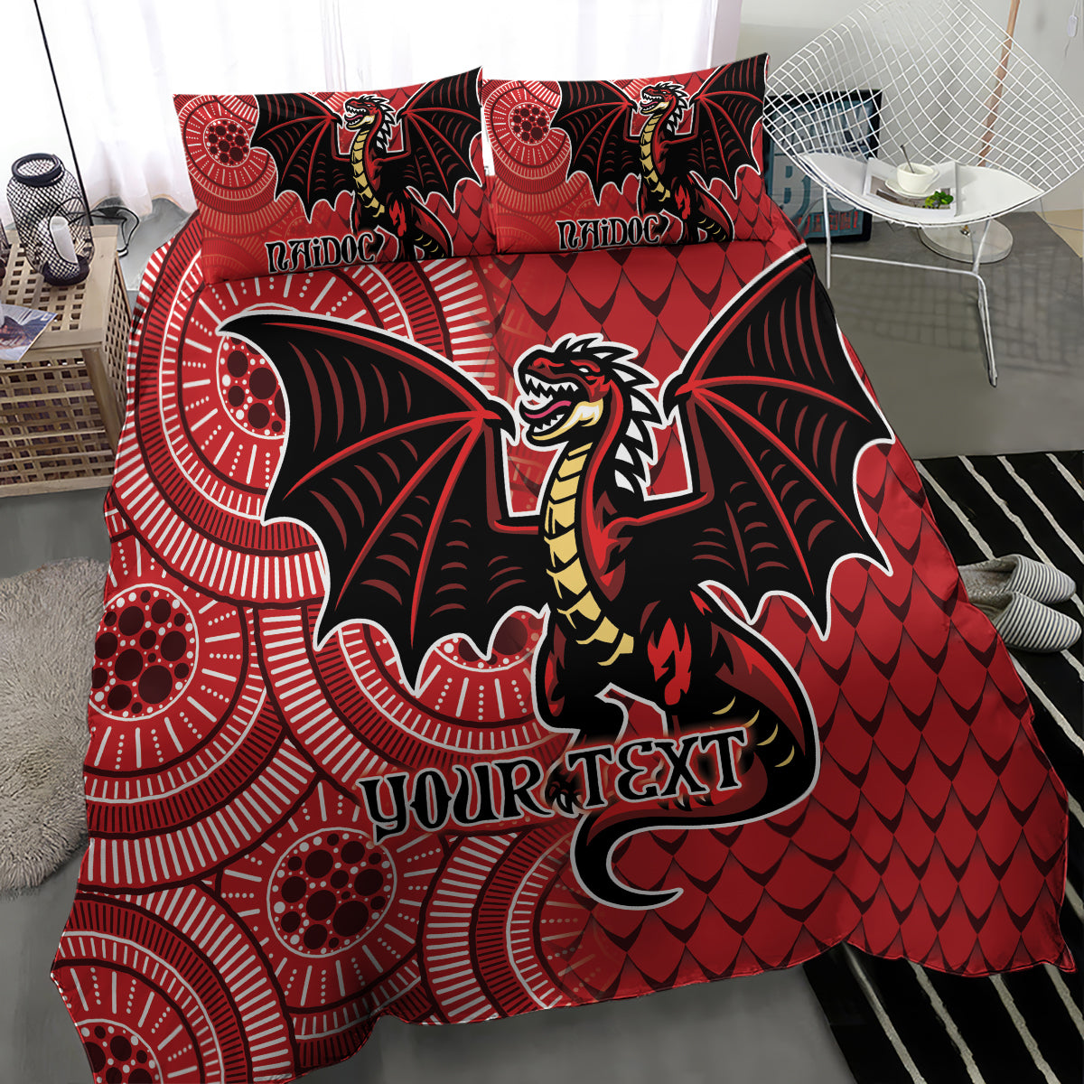 Personalised Dragons NAIDOC Week 2024 Bedding Set Aboriginal Fire Burning Sparks
