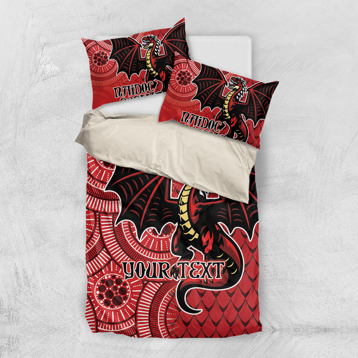 Personalised Dragons NAIDOC Week 2024 Bedding Set Aboriginal Fire Burning Sparks
