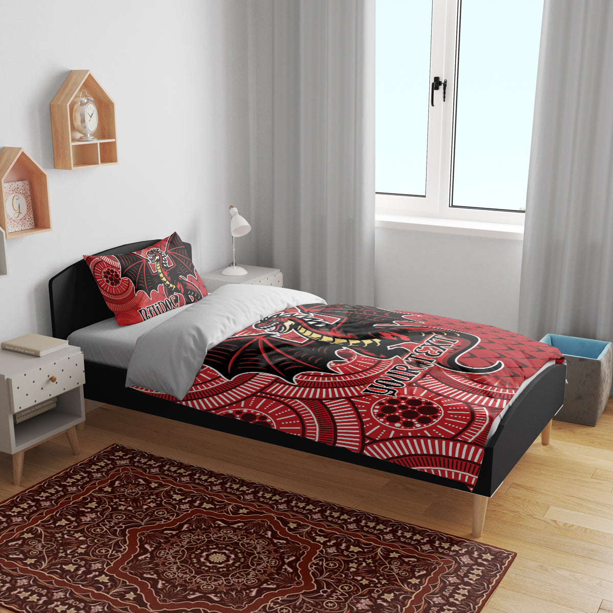 Personalised Dragons NAIDOC Week 2024 Bedding Set Aboriginal Fire Burning Sparks
