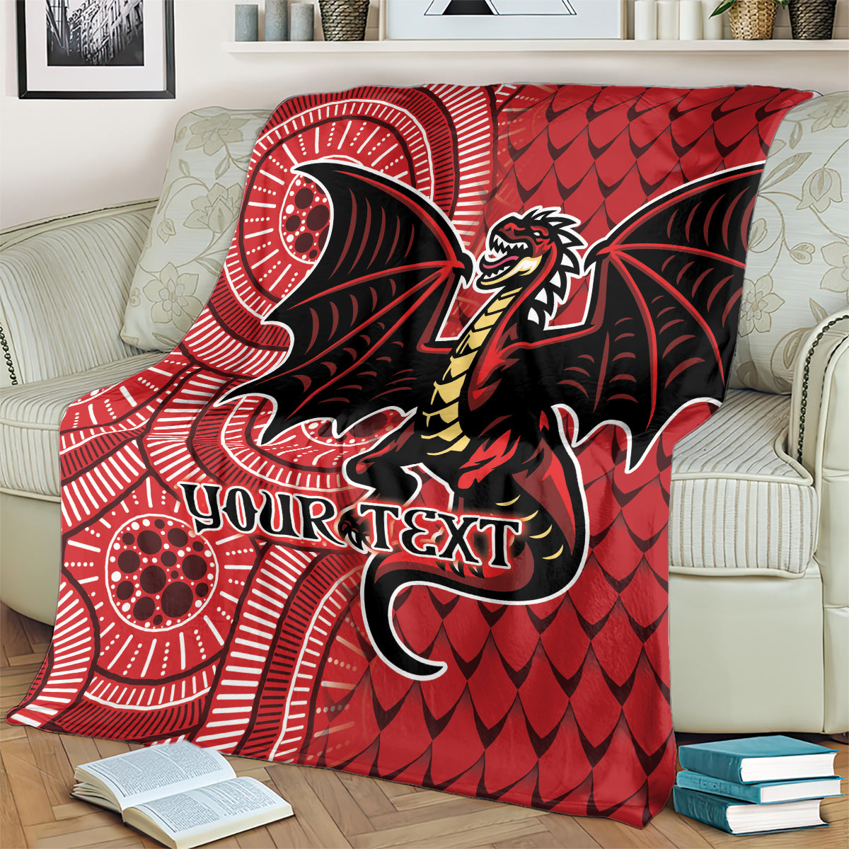 Personalised Dragons NAIDOC Week 2024 Blanket Aboriginal Fire Burning Sparks