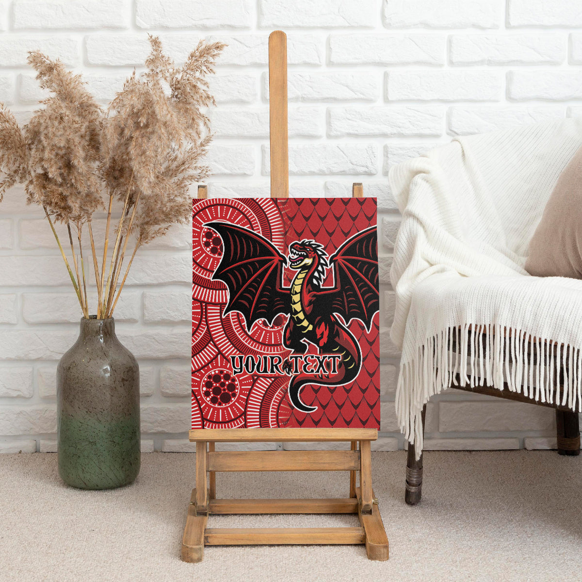 Personalised Dragons NAIDOC Week 2024 Canvas Wall Art Aboriginal Fire Burning Sparks