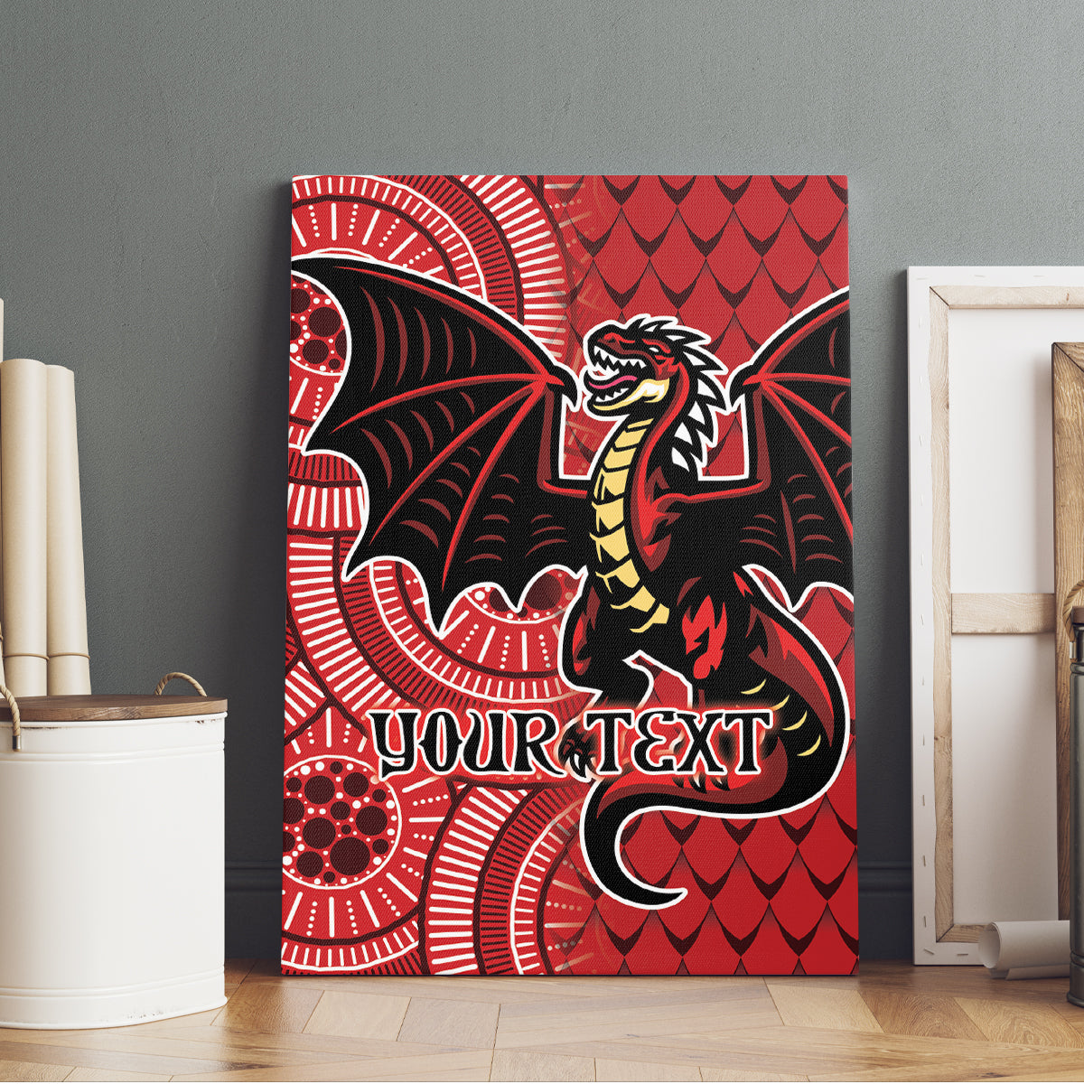 Personalised Dragons NAIDOC Week 2024 Canvas Wall Art Aboriginal Fire Burning Sparks