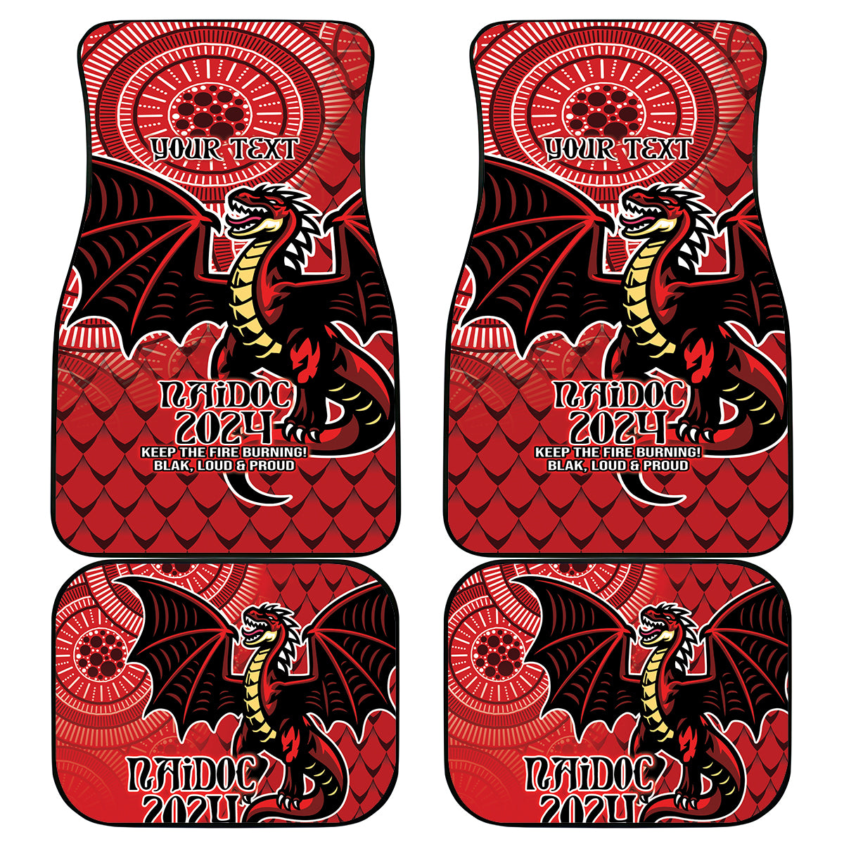 Personalised Dragons NAIDOC Week 2024 Car Mats Aboriginal Fire Burning Sparks