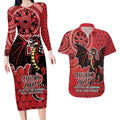 Personalised Dragons NAIDOC Week 2024 Couples Matching Long Sleeve Bodycon Dress and Hawaiian Shirt Aboriginal Fire Burning Sparks