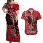 Personalised Dragons NAIDOC Week 2024 Couples Matching Off Shoulder Maxi Dress and Hawaiian Shirt Aboriginal Fire Burning Sparks