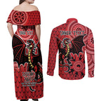 Personalised Dragons NAIDOC Week 2024 Couples Matching Off Shoulder Maxi Dress and Long Sleeve Button Shirt Aboriginal Fire Burning Sparks