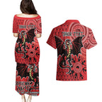 Personalised Dragons NAIDOC Week 2024 Couples Matching Puletasi and Hawaiian Shirt Aboriginal Fire Burning Sparks