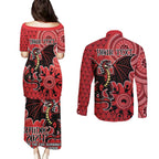 Personalised Dragons NAIDOC Week 2024 Couples Matching Puletasi and Long Sleeve Button Shirt Aboriginal Fire Burning Sparks