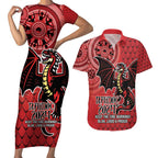 Personalised Dragons NAIDOC Week 2024 Couples Matching Short Sleeve Bodycon Dress and Hawaiian Shirt Aboriginal Fire Burning Sparks
