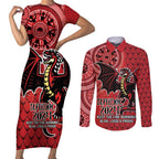 Personalised Dragons NAIDOC Week 2024 Couples Matching Short Sleeve Bodycon Dress and Long Sleeve Button Shirt Aboriginal Fire Burning Sparks