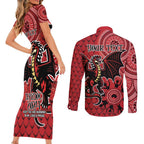 Personalised Dragons NAIDOC Week 2024 Couples Matching Short Sleeve Bodycon Dress and Long Sleeve Button Shirt Aboriginal Fire Burning Sparks