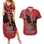 Personalised Dragons NAIDOC Week 2024 Couples Matching Summer Maxi Dress and Hawaiian Shirt Aboriginal Fire Burning Sparks