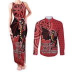 Personalised Dragons NAIDOC Week 2024 Couples Matching Tank Maxi Dress and Long Sleeve Button Shirt Aboriginal Fire Burning Sparks