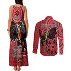 Personalised Dragons NAIDOC Week 2024 Couples Matching Tank Maxi Dress and Long Sleeve Button Shirt Aboriginal Fire Burning Sparks