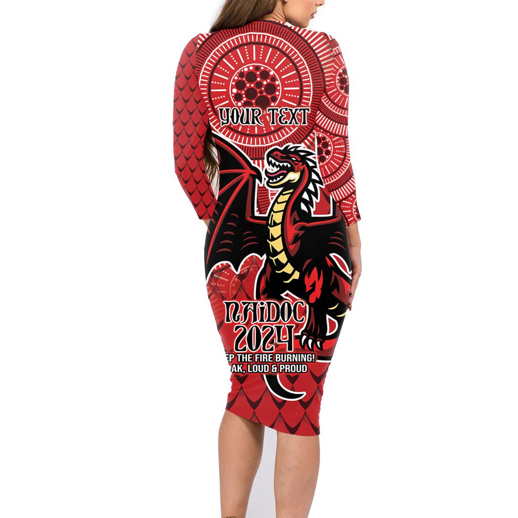 Personalised Dragons NAIDOC Week 2024 Family Matching Long Sleeve Bodycon Dress and Hawaiian Shirt Aboriginal Fire Burning Sparks