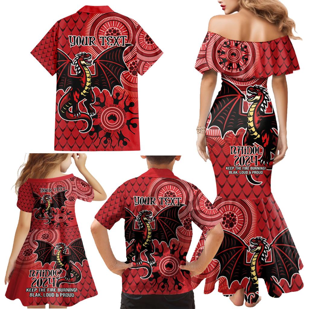 Personalised Dragons NAIDOC Week 2024 Family Matching Mermaid Dress and Hawaiian Shirt Aboriginal Fire Burning Sparks