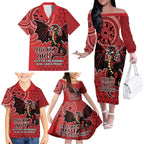Personalised Dragons NAIDOC Week 2024 Family Matching Off The Shoulder Long Sleeve Dress and Hawaiian Shirt Aboriginal Fire Burning Sparks