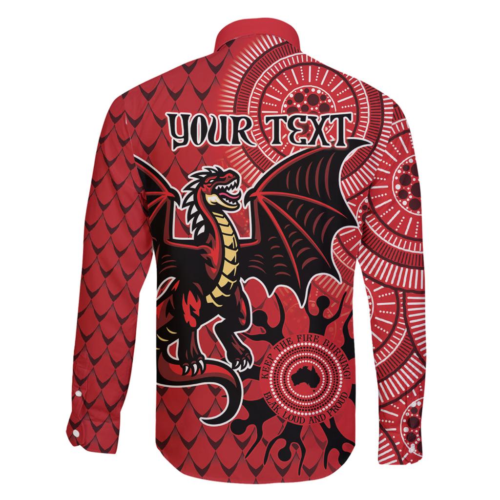 Personalised Dragons NAIDOC Week 2024 Family Matching Off The Shoulder Long Sleeve Dress and Hawaiian Shirt Aboriginal Fire Burning Sparks