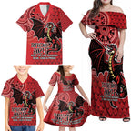Personalised Dragons NAIDOC Week 2024 Family Matching Off Shoulder Maxi Dress and Hawaiian Shirt Aboriginal Fire Burning Sparks
