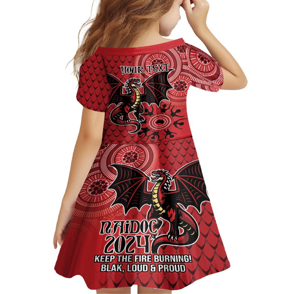 Personalised Dragons NAIDOC Week 2024 Family Matching Off Shoulder Maxi Dress and Hawaiian Shirt Aboriginal Fire Burning Sparks
