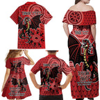 Personalised Dragons NAIDOC Week 2024 Family Matching Off Shoulder Maxi Dress and Hawaiian Shirt Aboriginal Fire Burning Sparks