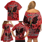 Personalised Dragons NAIDOC Week 2024 Family Matching Off Shoulder Short Dress and Hawaiian Shirt Aboriginal Fire Burning Sparks